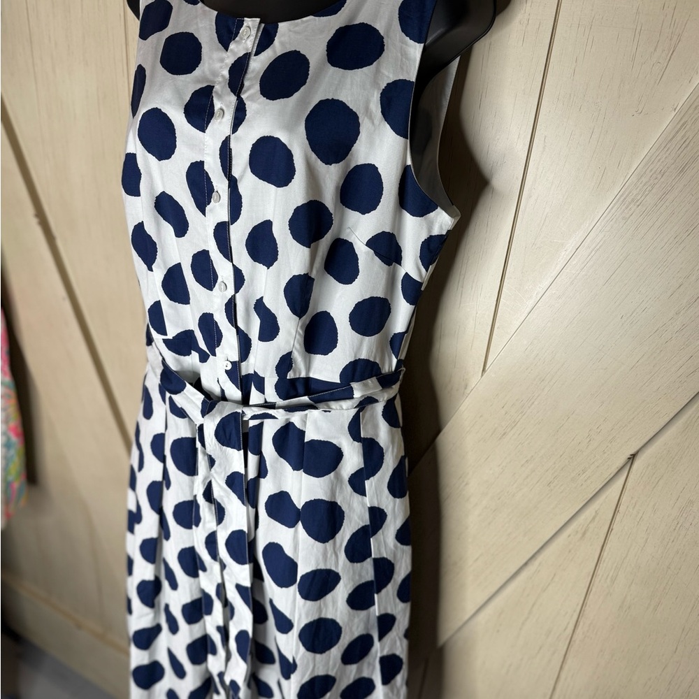 Talbots Blue and White Sleeveless Crew Neck Sundress